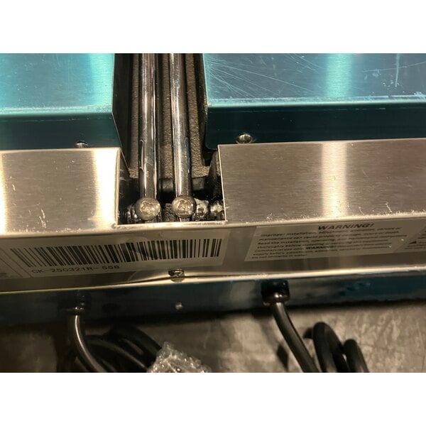 Scratch and Dent Avantco PG400GST Commercial Dual Panini Sandwich Grill with Timer, Grooved Top and Smooth Bottom Plates, and 19 5/8" x 9 1/8" Cooking Surface - 120V, 3500W