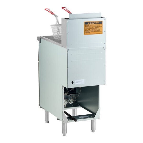 Scratch and Dent MainStreet Equipment Liquid Propane 50 lb. Stainless Steel Floor Fryer - 120,000 BTU