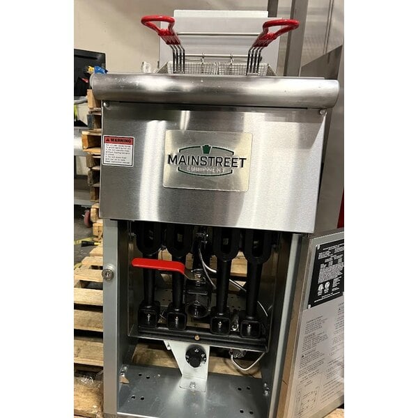 Scratch and Dent MainStreet Equipment Liquid Propane 50 lb. Stainless Steel Floor Fryer - 120,000 BTU