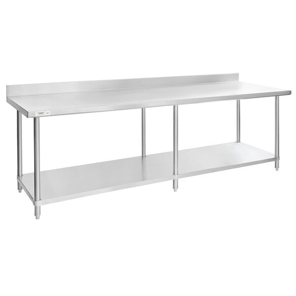 Scratch and Dent Regency 30" x 96" 16-Gauge Stainless Steel Commercial Work Table with 4" Backsplash and Undershelf