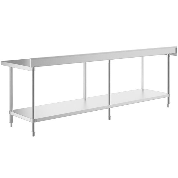 Scratch and Dent Regency 30" x 96" 16-Gauge Stainless Steel Commercial Work Table with 4" Backsplash and Undershelf