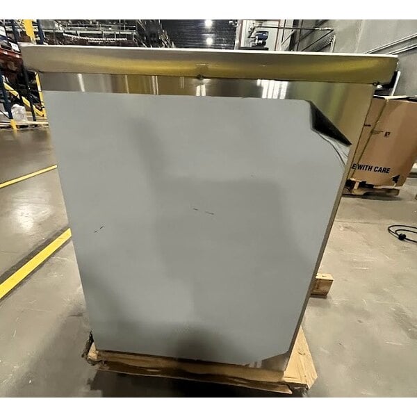 Scratch and Dent Regency C-2472-316 24" x 72" 16 Gauge Type 304 Stainless Steel Enclosed Base Table with Sliding Doors and Adjustable Midshelf