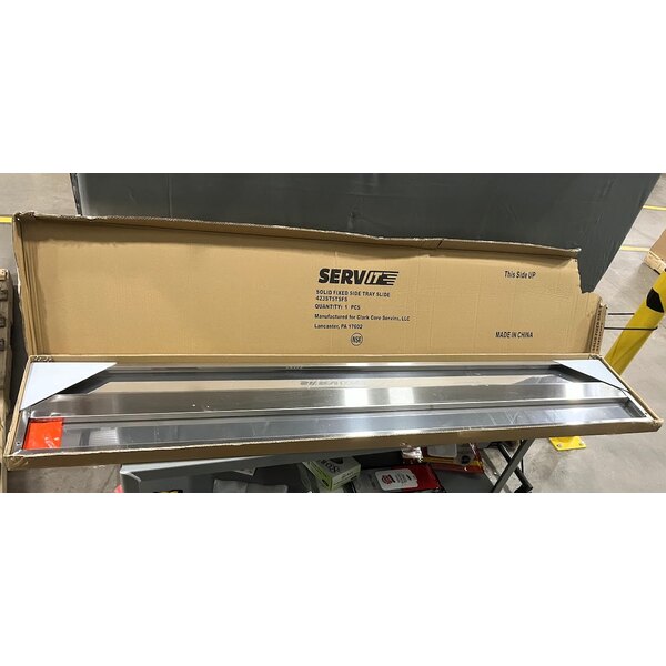 Scratch and Dent ServIt Five Pan Open Well Electric Steam Table with 2-Sided Sneeze Guard, (2) Fixed Tray Slides, and Casters - 208/240V, 3750W