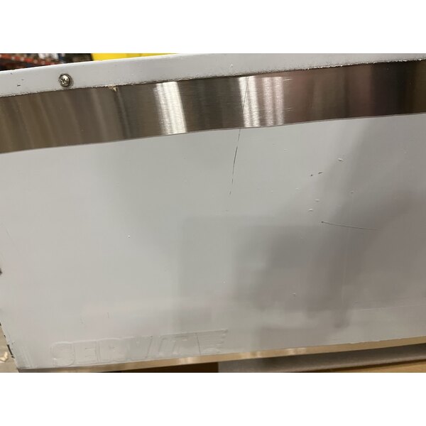 Scratch and Dent ServIt Five Pan Open Well Electric Steam Table with 2-Sided Sneeze Guard, (2) Fixed Tray Slides, and Casters - 208/240V, 3750W