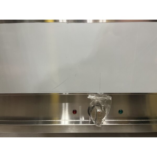 Scratch and Dent ServIt Five Pan Open Well Electric Steam Table with 2-Sided Sneeze Guard, (2) Fixed Tray Slides, and Casters - 208/240V, 3750W