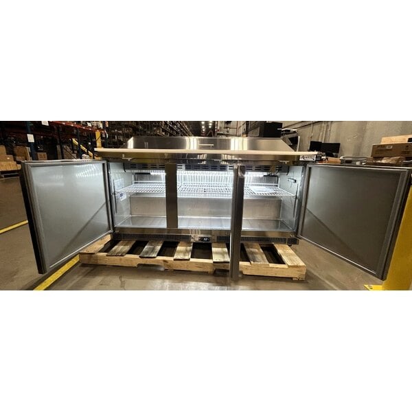 Scratch and Dent Avantco ZPT-71-FB-HC 71" 3 Door Front Breathing Cutting Top Refrigerated Sandwich Prep Table