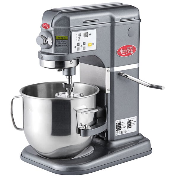Scratch and Dent Avantco MIX8GY Dark Gray 8 Qt. Bowl Lift Countertop Mixer with Standard Accessories - 120V, 4/5 hp