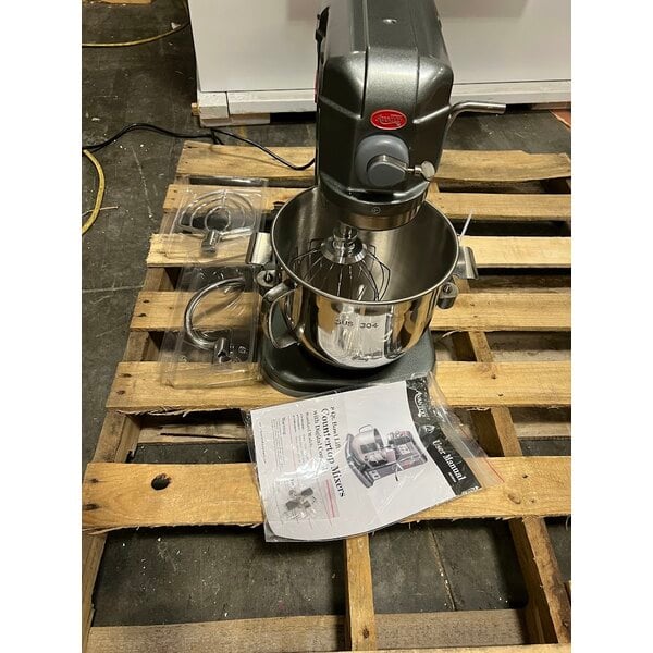 Scratch and Dent Avantco MIX8GY Dark Gray 8 Qt. Bowl Lift Countertop Mixer with Standard Accessories - 120V, 4/5 hp