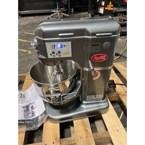 Scratch and Dent Avantco MIX8GY Dark Gray 8 Qt. Bowl Lift Countertop Mixer with Standard Accessories - 120V, 4/5 hp