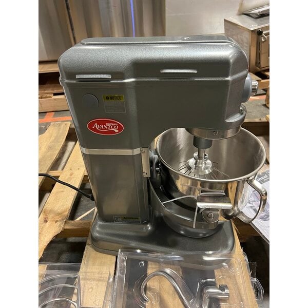 Scratch and Dent Avantco MIX8GY Dark Gray 8 Qt. Bowl Lift Countertop Mixer with Standard Accessories - 120V, 4/5 hp