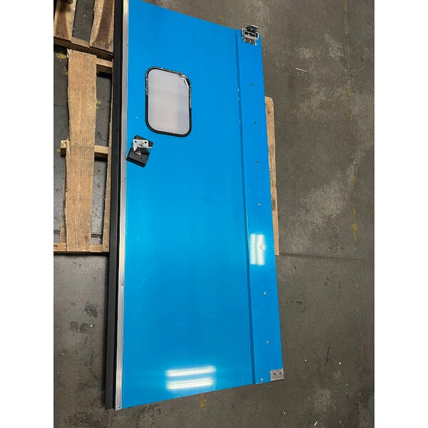 Scratch and Dent Regency Single Aluminum Swinging Traffic Door with 9" x 14" Window - 36" x 84" Door Opening