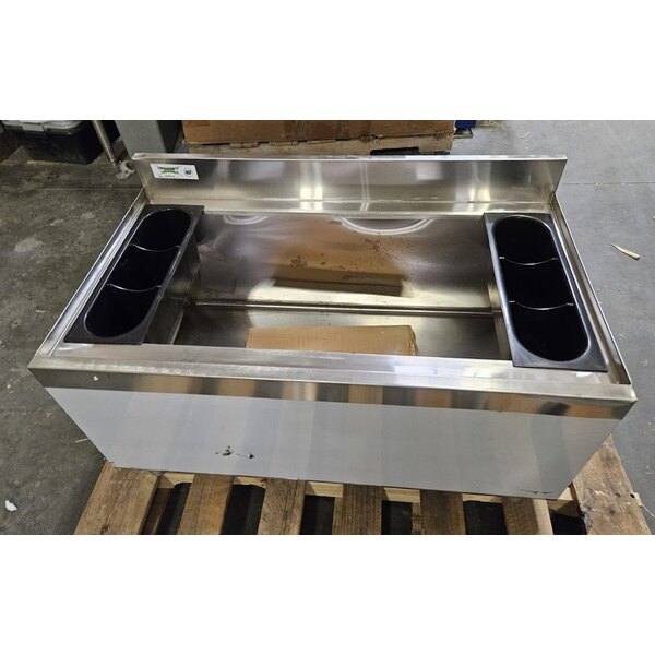 Scratch and Dent Regency IB213612 21" x 36" Stainless Steel Underbar Ice Bin with Bottle Holders - 119 lb.