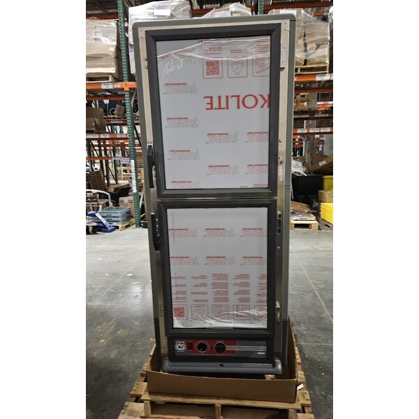 Scratch and Dent Metro C539-HLDC-4 C5 3 Series Insulated Low Wattage Full Size Hot Holding Cabinet with Fixed Wire Slides and Clear Dutch Doors - Gray