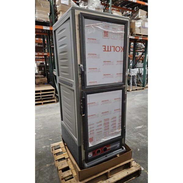 Scratch and Dent Metro C539-HLDC-4 C5 3 Series Insulated Low Wattage Full Size Hot Holding Cabinet with Fixed Wire Slides and Clear Dutch Doors - Gray