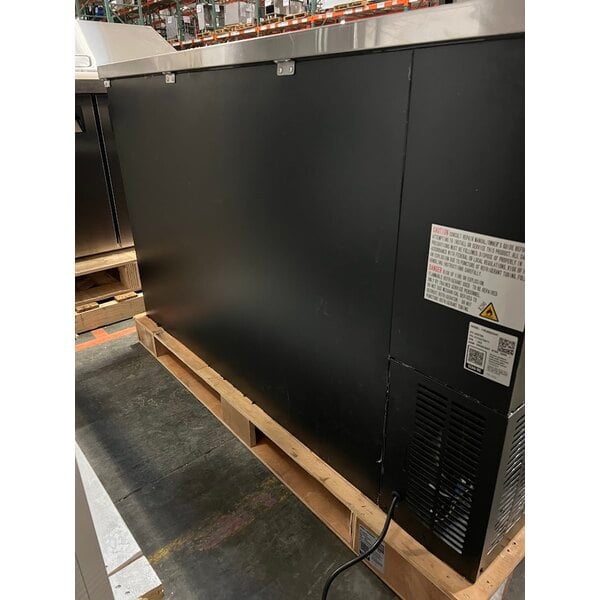 Scratch and Dent Avantco UBB-2G-HC 59" Black Counter Height Glass Door Back Bar Refrigerator with LED Lighting