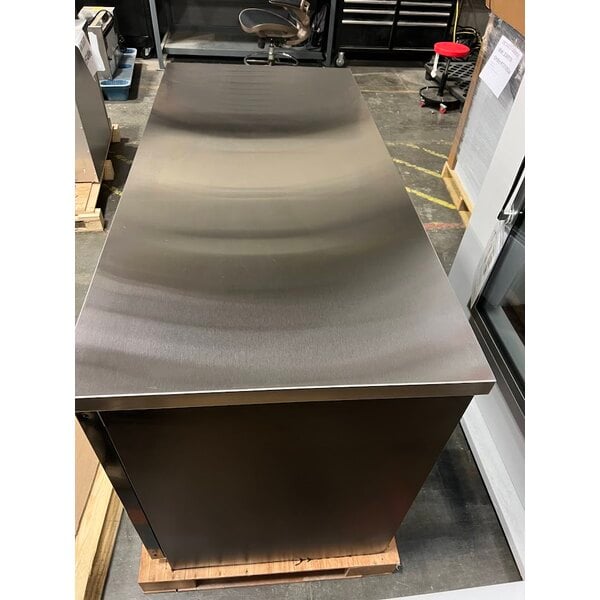 Scratch and Dent Avantco UBB-2G-HC 59" Black Counter Height Glass Door Back Bar Refrigerator with LED Lighting