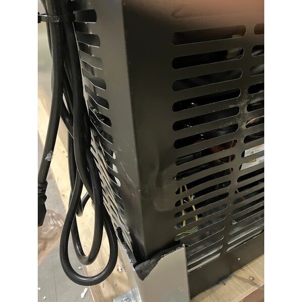 Scratch and Dent Avantco UBB-48S-HC 48" Black Counter Height Narrow Sliding Glass Door Back Bar Refrigerator with LED Lighting