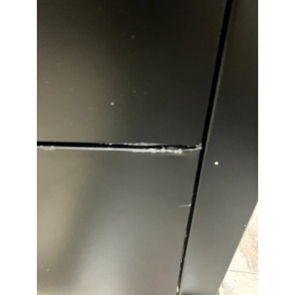 Scratch and Dent Avantco UBB-48S-HC 48" Black Counter Height Narrow Sliding Glass Door Back Bar Refrigerator with LED Lighting