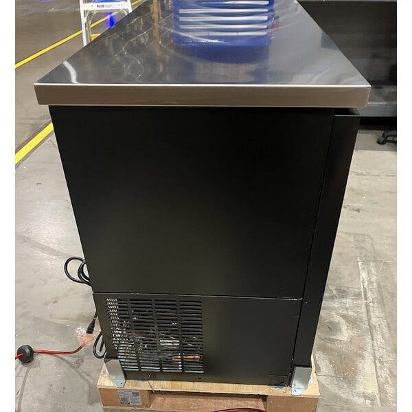 Scratch and Dent Avantco UBB-48S-HC 48" Black Counter Height Narrow Sliding Glass Door Back Bar Refrigerator with LED Lighting