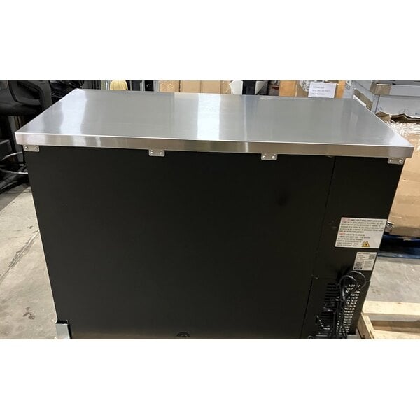 Scratch and Dent Avantco UBB-48S-HC 48" Black Counter Height Narrow Sliding Glass Door Back Bar Refrigerator with LED Lighting