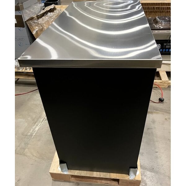 Scratch and Dent Avantco UBB-48S-HC 48" Black Counter Height Narrow Sliding Glass Door Back Bar Refrigerator with LED Lighting