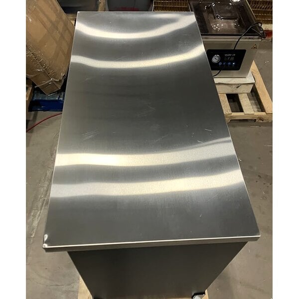 Scratch and Dent Avantco UBB-48S-HC 48" Black Counter Height Narrow Sliding Glass Door Back Bar Refrigerator with LED Lighting