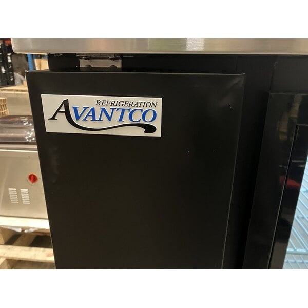Scratch and Dent Avantco UBB-48S-HC 48" Black Counter Height Narrow Sliding Glass Door Back Bar Refrigerator with LED Lighting