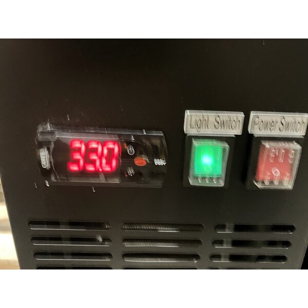 Scratch and Dent Avantco UBB-48S-HC 48" Black Counter Height Narrow Sliding Glass Door Back Bar Refrigerator with LED Lighting