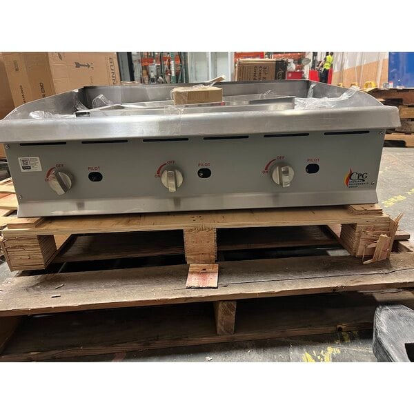 Scratch and Dent Cooking Performance Group GM-CPG-36-NL 36" Gas Countertop Griddle with Manual Controls - 90,000 BTU
