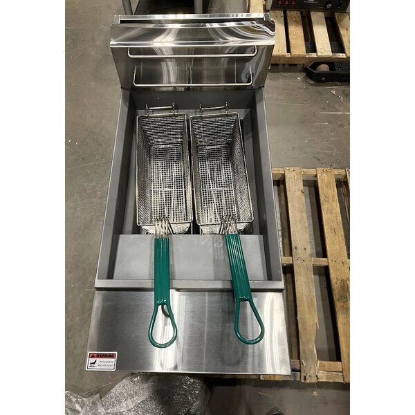 Scratch and Dent Cooking Performance Group FFOP40 Natural Gas 40 lb. Stainless Steel Open Pot Floor Fryer - 90,000 BTU