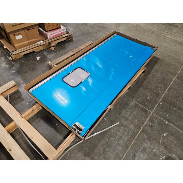 Scratch and Dent Regency Single Aluminum Swinging Traffic Door with 9" x 14" Window - 30" x 84" Door Opening