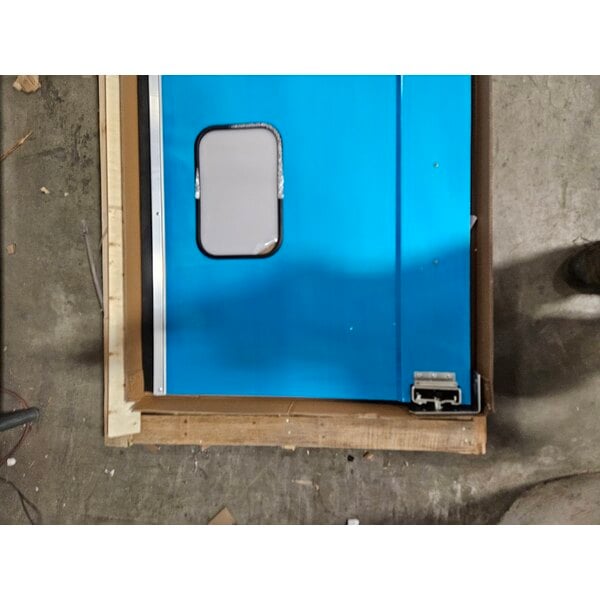 Scratch and Dent Regency Single Aluminum Swinging Traffic Door with 9" x 14" Window - 30" x 84" Door Opening