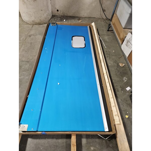 Scratch and Dent Regency Single Aluminum Swinging Traffic Door with 9" x 14" Window - 30" x 84" Door Opening