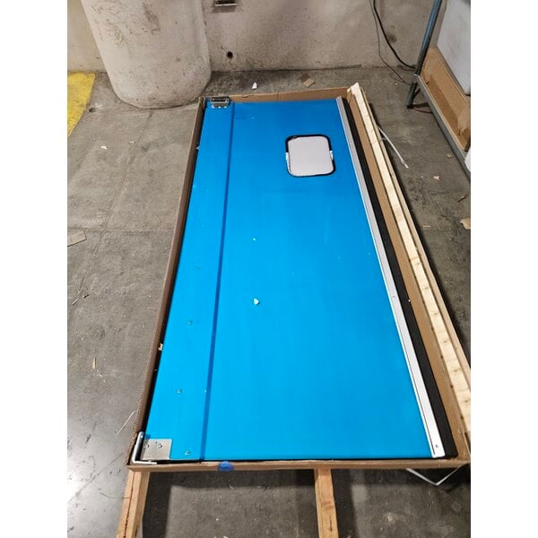 Scratch and Dent Regency Single Aluminum Swinging Traffic Door with 9" x 14" Window - 30" x 84" Door Opening