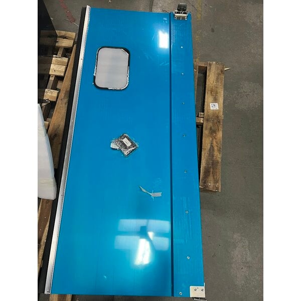 Scratch and Dent Regency Double Aluminum Swinging Traffic Door with 9" x 14" Window - 60" x 84" Door Opening