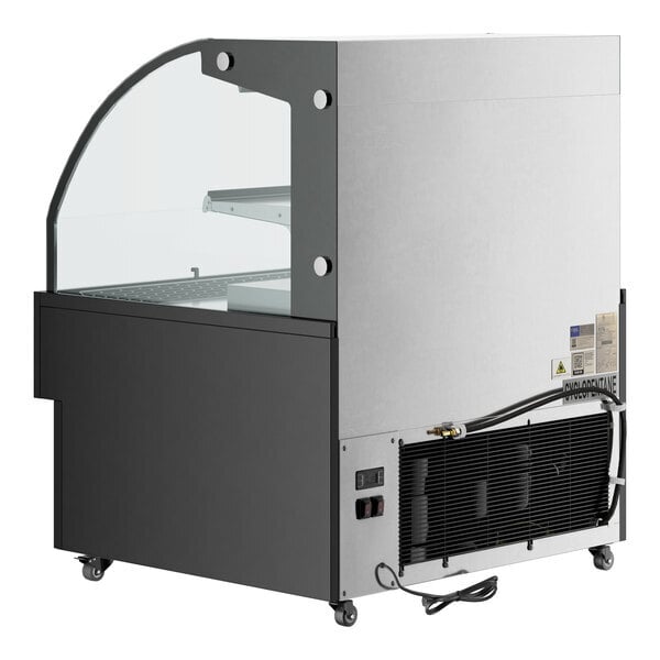 Scratch and Dent Avantco HAC-36-B 35 3/8" Black Horizontal Air Curtain Merchandiser with 1 Shelf and LED Lighting - 115V