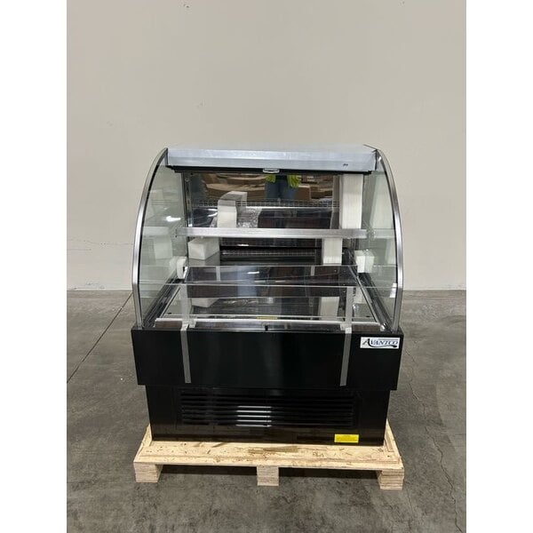 Scratch and Dent Avantco HAC-36-B 35 3/8" Black Horizontal Air Curtain Merchandiser with 1 Shelf and LED Lighting - 115V