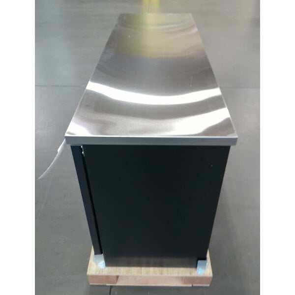 Scratch and Dent Avantco UBB-72-HC 73" Black Counter Height Narrow Solid Door Back Bar Refrigerator with LED Lighting