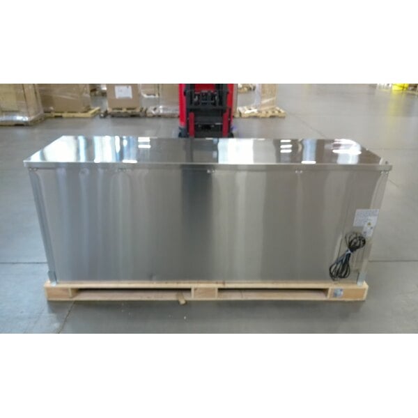 Scratch and Dent Avantco UBB-4G-HC 90" Stainless Steel Counter Height Glass Door Back Bar Refrigerator with LED Lighting