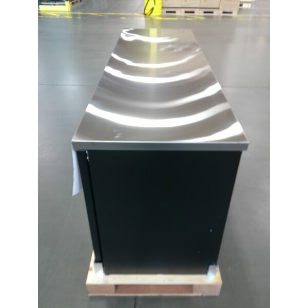 Scratch and Dent Avantco UBB-4-HC 90" Black Counter Height Solid Door Back Bar Refrigerator with LED Lighting