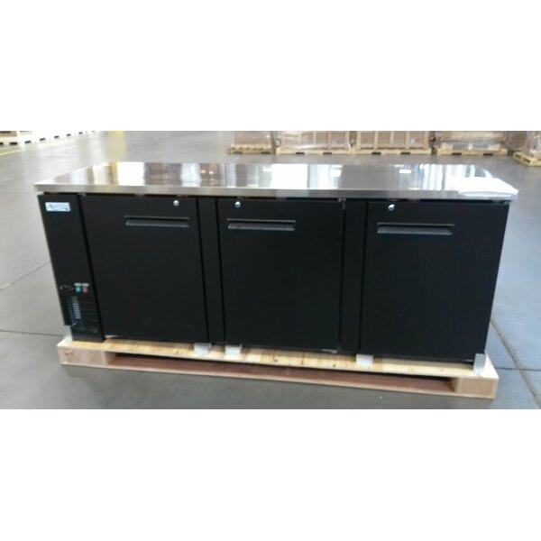 Scratch and Dent Avantco UBB-4-HC 90" Black Counter Height Solid Door Back Bar Refrigerator with LED Lighting