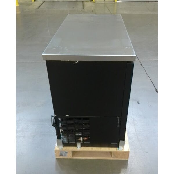 Scratch and Dent Avantco UBB-48G-HC 48" Black Counter Height Narrow Glass Door Back Bar Refrigerator with LED Lighting