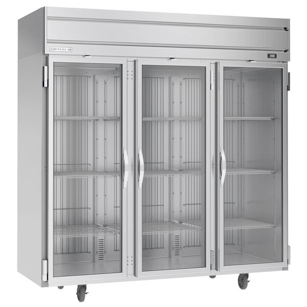 Scratch and Dent Beverage-Air HFPS3HC-1G Horizon Series 78" Stainless Steel Glass Door Reach-In Freezer