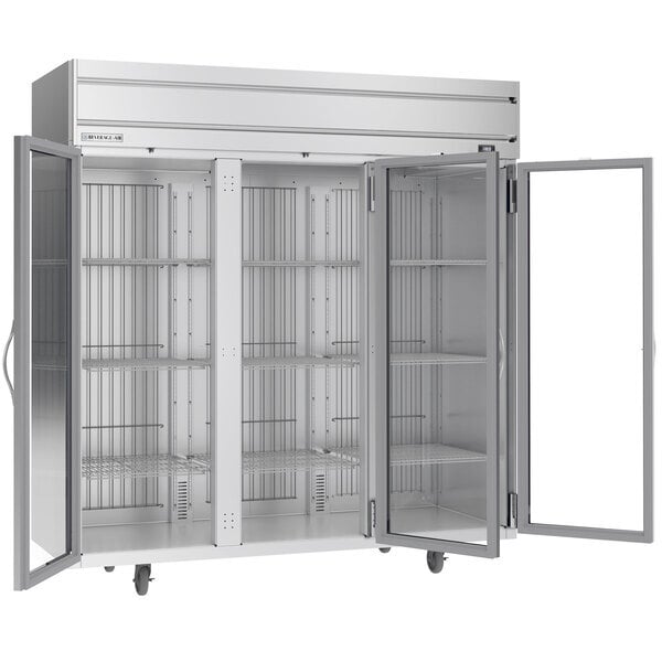 Scratch and Dent Beverage-Air HFPS3HC-1G Horizon Series 78" Stainless Steel Glass Door Reach-In Freezer