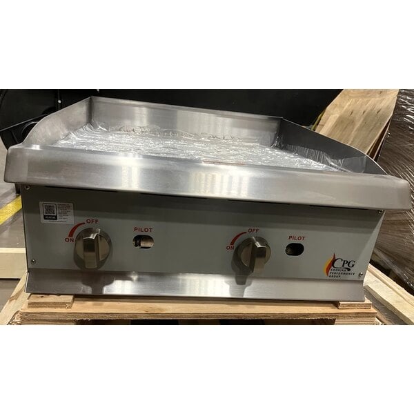 Scratch and Dent Cooking Performance Group GM-CPG-24-NL 24" Gas Countertop Griddle with Manual Controls - 60,000 BTU