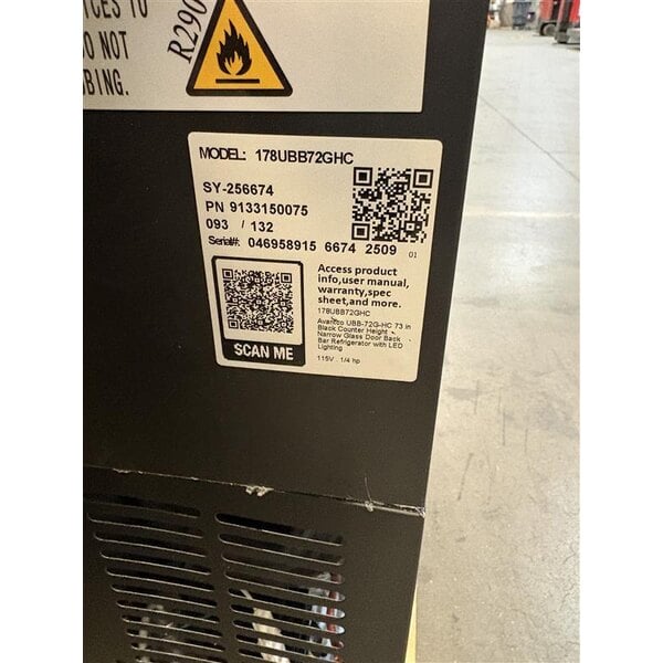 Scratch and Dent Avantco UBB-72G-HC 73" Black Counter Height Narrow Glass Door Back Bar Refrigerator with LED Lighting