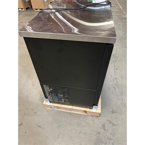 Scratch and Dent Avantco UBB-72G-HC 73" Black Counter Height Narrow Glass Door Back Bar Refrigerator with LED Lighting