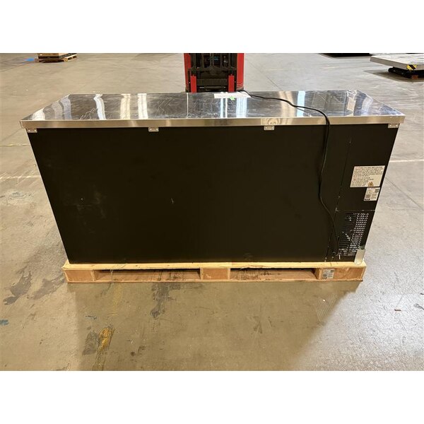 Scratch and Dent Avantco UBB-72G-HC 73" Black Counter Height Narrow Glass Door Back Bar Refrigerator with LED Lighting