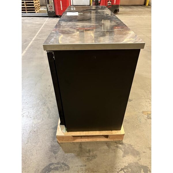 Scratch and Dent Avantco UBB-72G-HC 73" Black Counter Height Narrow Glass Door Back Bar Refrigerator with LED Lighting