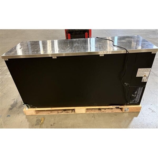 Scratch and Dent Avantco UBB-72G-HC 73" Black Counter Height Narrow Glass Door Back Bar Refrigerator with LED Lighting